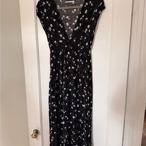Urban Outfitters Black Maxi Dress with White Floral Print